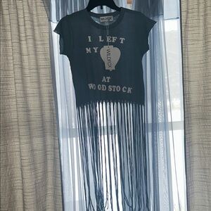 Wildfox Charcoal Fringe Woodstock Tee